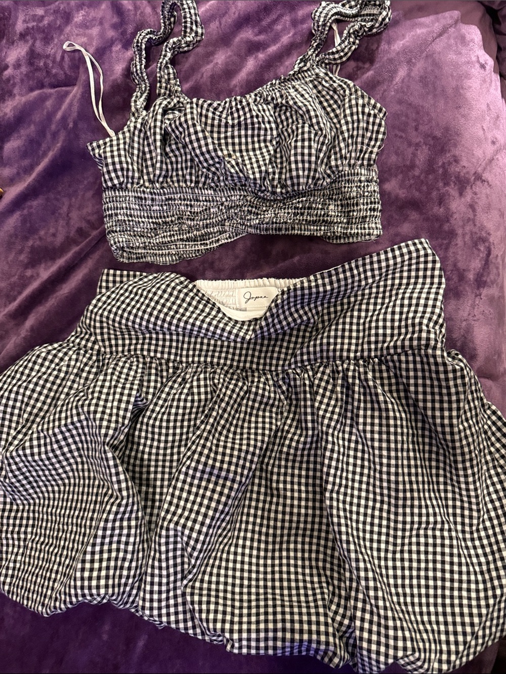 Plaid puffy skirt set